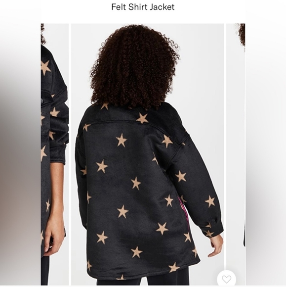 NWT new AVEC LES FILLES Felt Shirt Jacket In Black/tan Star from modesens/Anthro - Picture 7 of 14